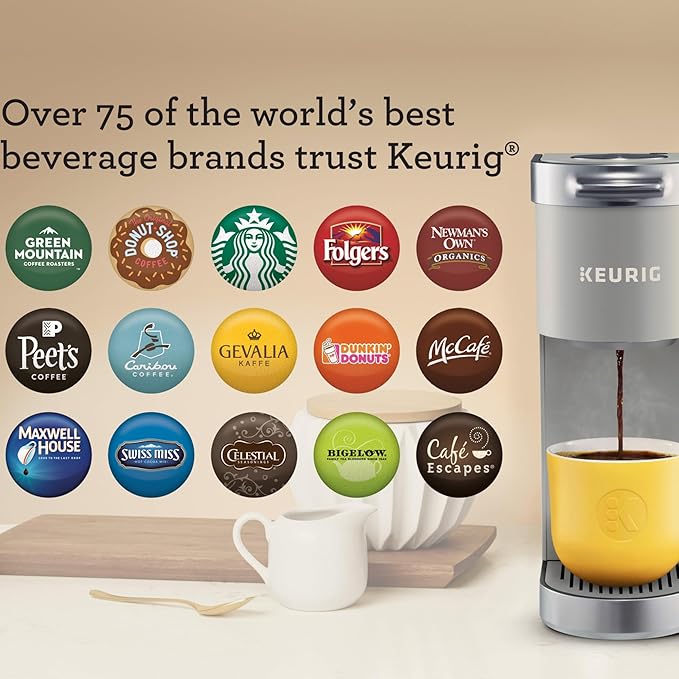 Keurig K-Mini Plus Single Serve K-Cup Pod Coffee Maker with 6 to 12oz Brew Size Stores up to 9 K-Cup Pods Travel Mug Friendly Studio Gray