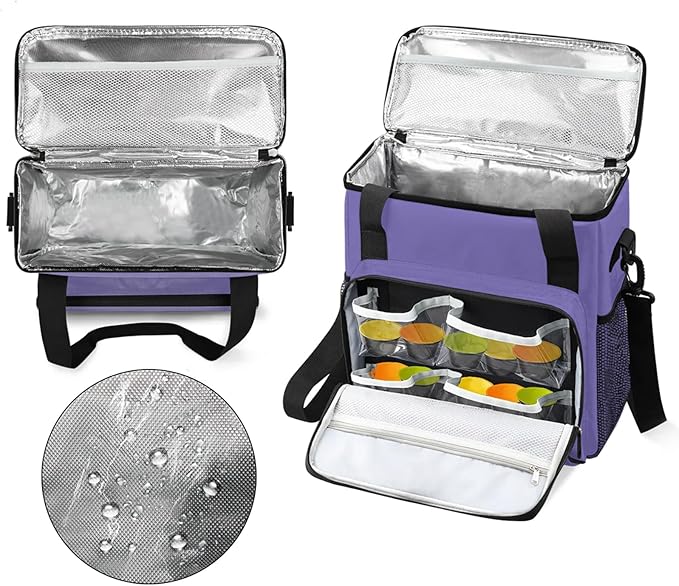 Purple Coffee Maker Carrying Bag Waterproof Insulated Leakproof Cooler Bag Portable Storage Tote Bag Organizer With Shoulder Strap