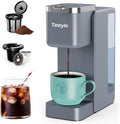 Single Serve Coffee Maker Iced and Hot Coffee Machine for K Cup &amp Grounds Compact Design 40oz Removable Water Reservoir 6 to 24 Oz Brew Sizes Fits 7.3 Travel Mug Gray