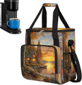 Autumn Lakeside Maple Trees Coffee Maker Carring Bag Travel Carrying Storage Tote Bag Compatible with Keurig K-Mini or K-Mini Plus Portable Single Serve Coffee Brewer Case with Pockets for K-cup Pods