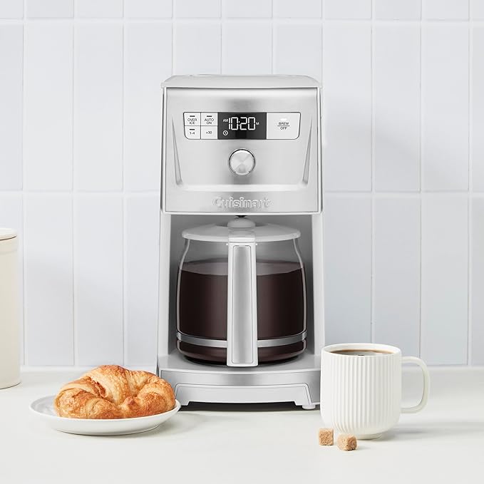 Cuisinart Coffee Maker 14-Cup PerfecTemp Programmable Coffee Machine Glass Carafe with 1-4 Cup Setting Brew Strength Control Brew Pause and Over Ice Function White DCC-3500W