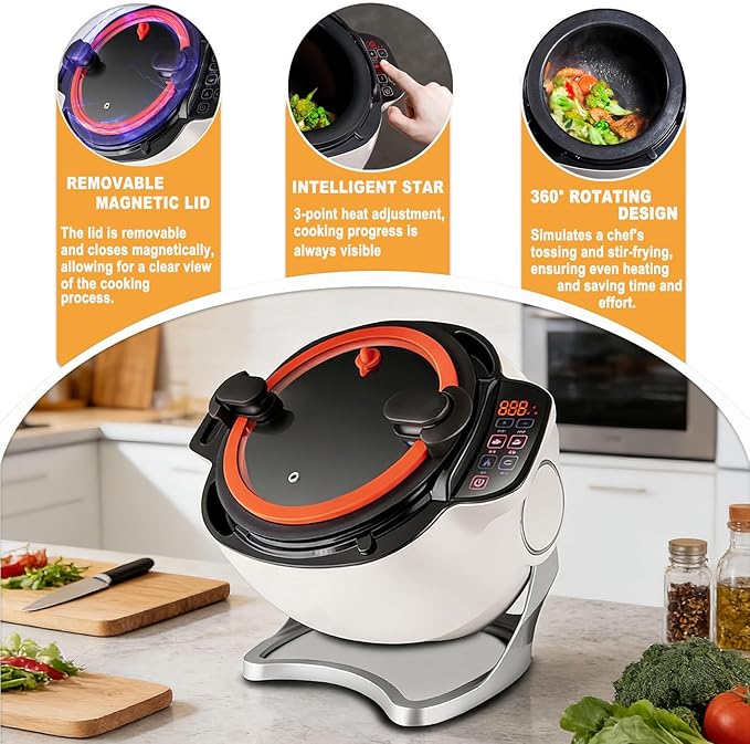 Automatic Cooking Wok Fried Rice Machine 6l Automatic Cooking Pot Adjustable Speed 360° Automatic Stir Fry Robot For Stir Frying Stewing Cooking 220V