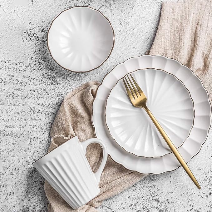 Dinner SetCeramics Dinner Sets 45 Pieces Petal Design Matte Porcelain Dinnerware Set Cereals Bowl &amp Mug &amp