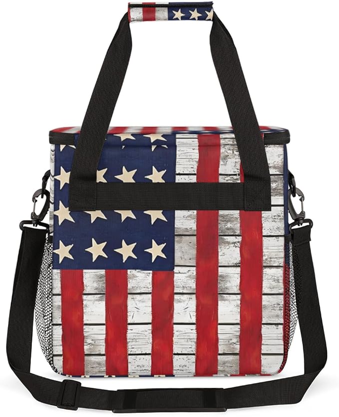 Retro Flag Coffee Maker Carrying Bag Portable Travel Storage Tote Bag Compatible with K-Mini or K-Mini Plus Single Serve Coffee Brewer Carrying Case with Multiple Pockets &amp Shoulder Strap