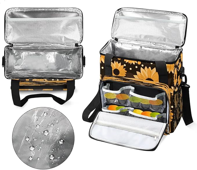 Abstract Sunflower Black Coffee Maker Travel Bag for K-Mini or K-Mini Plus Single Serve Coffee Brewer Portable Storage Tote Case for Tarvel
