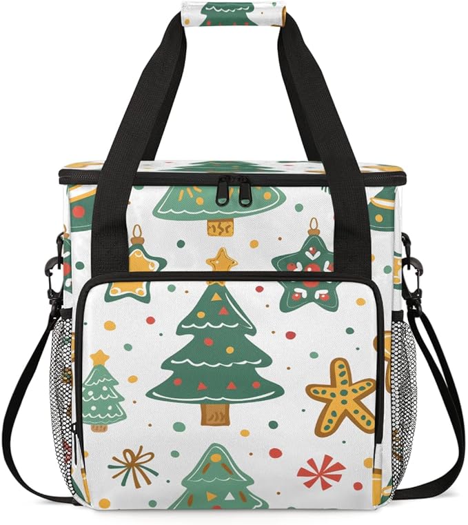 Retro Tree Christmas Coffee Maker Carrying Bag Portable Travel Storage Tote Bag Compatible with K-Mini or K-Mini Plus Single Serve Coffee Brewer Carrying Case with Multiple Pockets &amp Shoulder St