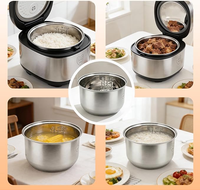 Stainless steel inner pot of rice cooker - compatible with aroma rice cooker ARC-914SBD ARC-994SGreplacement pot.