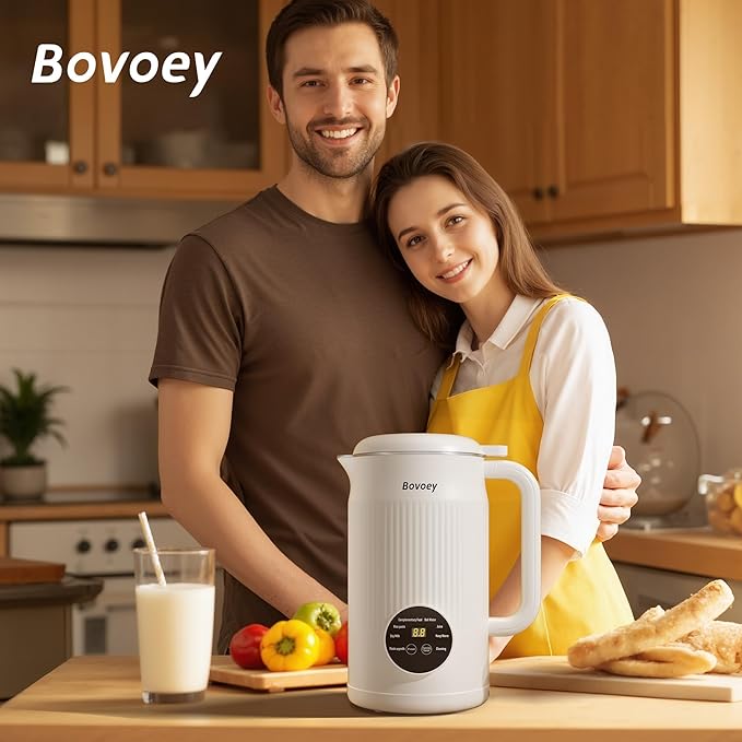 Nut Milk Maker Machine8 in 1 Soy Milk Maker Automatic for AlmondOatPlant-Based Milk and Non-Dairy Beverages40oz Almond Milk Maker Machine with Delay Start/Self Clean/Boil Water (Light White)