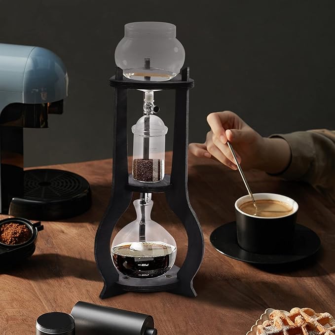 DYRABREST Ice Cold Brew Dripper Coffee Maker Luxury Stainless Steel and Borosilicate Glass Coffee Maker with 600ml/20.29oz Capacity Quick Brew Drip Coffee Make for Café Home and Office (Grey)