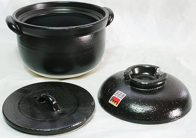 [Unknown] 5 Go Cook Double Lid Yokkaichi Perpetuity Grilled Rice Cooker (Made in Japan) - 900ml Black 3.2kg With Lid