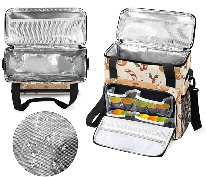 Cartoon Gingerbread Man Coffee Maker Carrying Bag Travel Storage Bag Compatible with K-Mini or K-Mini Plus Single Serve Coffee Brewer Carrying Case with Multiple Pockets &amp Shoulder Strap