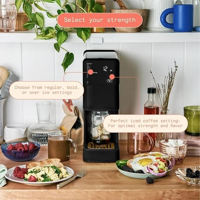 Programmable Single Serve Coffee Maker with Integrated Burr Grinder Touch Controls Fresh Custom Brew Compact Design Easy to Use