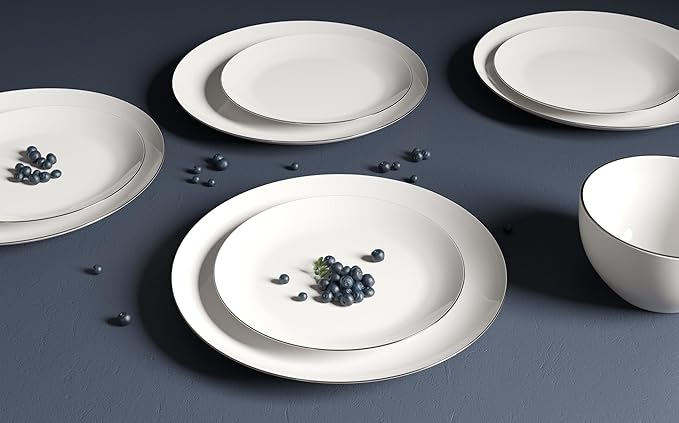Premium Ceramic Dinnerware Sets. Plates and Bowls Sets. Dish Set. Dishes Set for 4. Platos De Cocina Dishwasher Safe White