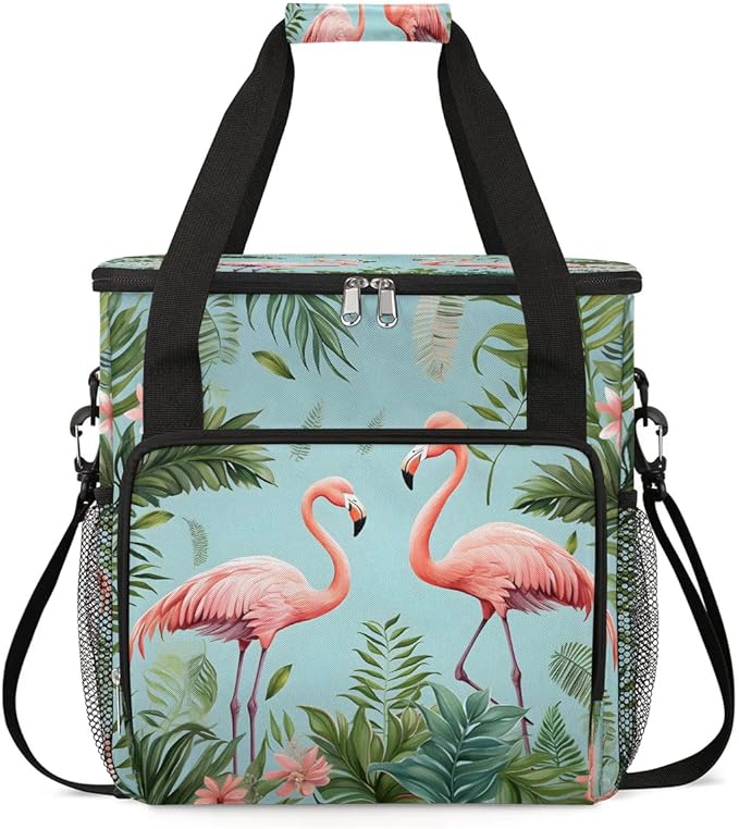 Flamingo Palm Leaf Coffee Maker Carrying Bag for Keurig K-Mini or K-Mini Plus Storage Portable Coffee Maker Travel Bag