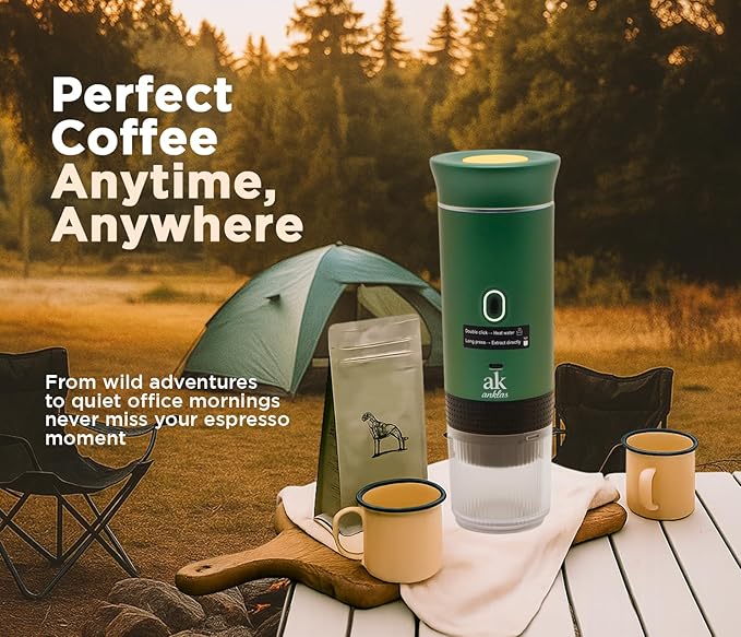 3-in-1 Portable Coffee Maker – Electric Espresso Machine for Travel – Compatible with Ground Coffee NS &amp DG Capsules – USB-C Rechargeable Portable Espresso Maker (Green)
