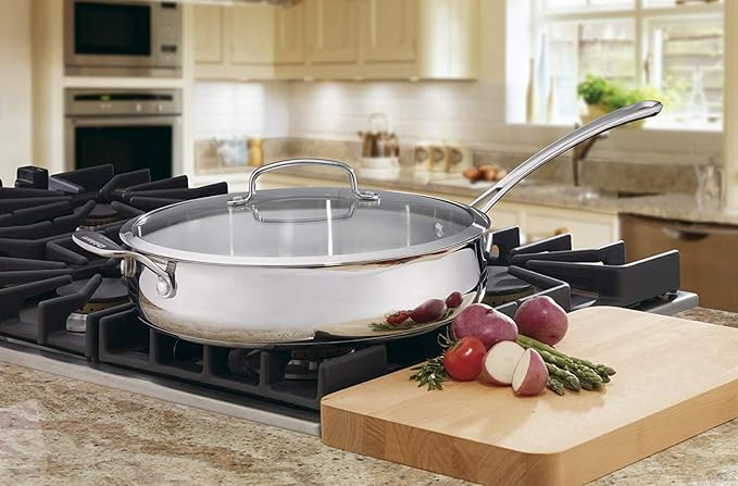 Cuisinart Contour Stainless 5-Quart Saute Pan with Helper Handle and Glass CoverSilver
