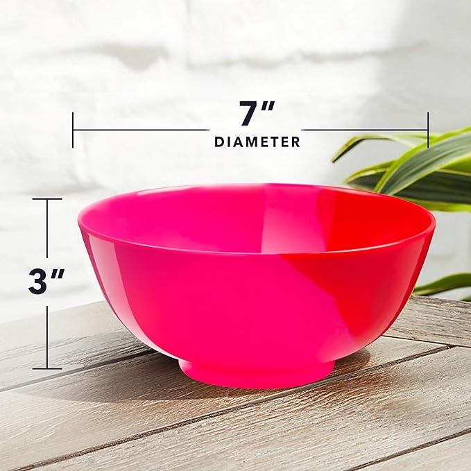 Melamine Serving bowls | Extra Durable Melamine Pasta Salad Bowl | Shatter-Proof and Chip-Resistant | Dishwasher Safe BPA Free | Lightweight Dinnerware Set of 4 | Perfect for Parties Picnics BBQ