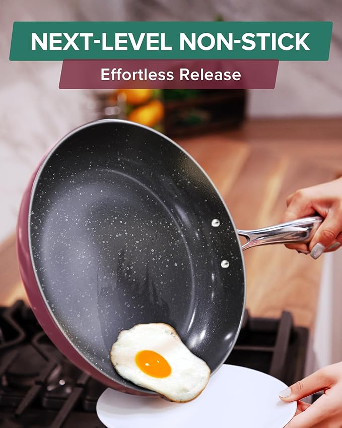 Nuwave Lux 13-Piece Premium Cookware Collection Healthy G10 Duralon Blue Ceramic Nonstick Ultra Durable PFAS-Free Lightweight &amp Works on All Cooktops