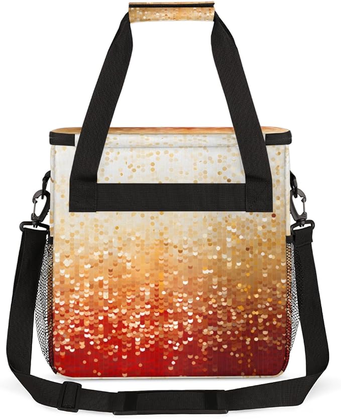 Glitter Coffee Maker Carrying Bag Apricot red Portable Travel Storage Tote Bag Compatible with K-Mini or K-Mini Plus Single Serve Coffee Brewer Carrying Case with Multiple Pockets &amp Shoulder Str