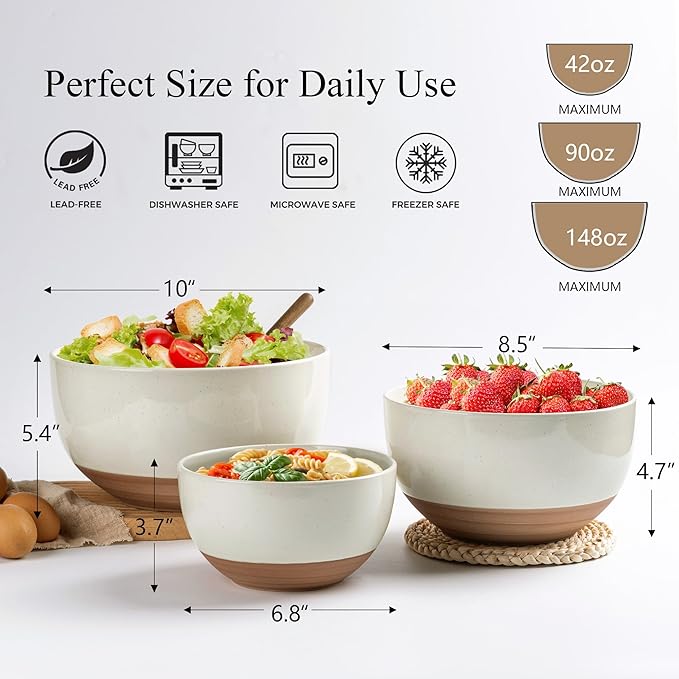 AmorArc Ceramic Dinnerware Sets Handpainted Plates and Bowls Set with Rustic Terracotta Underside Scratch Resistant Stoneware Dishes Set Dishwasher &amp Microwave Safe