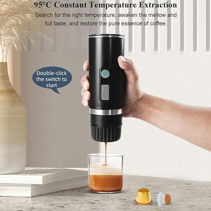 EBTOOLS Portable Espresso Machine USB C Rechargeable Coffee Maker with 800mAh Battery for Ground Coffee and Capsules 30 50ml Cup Capacity for Camping Hiking Travel Office