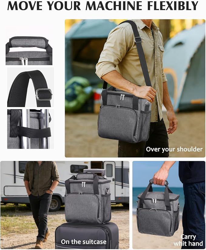 JISHAHS Travel Carrying Bag for Keurig K-Mini Mate Coffee Maker Single Serve Coffee Brewer Portable Storage Bag with 3-Way Carry Padded Multi-Pocket Storage Accessories
