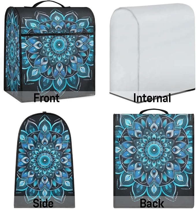 cfpolar Kitchen Aid Mixer Cover Compatible with 6-8 Quarts Ethnic Mandala Blue Floral Stand Mixer Cover Kitchen Aid Mixers Accessories Appliance Organizer Bag Dust Covers with Zipper Pocket