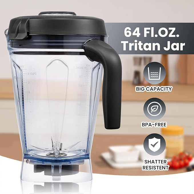 iCucina 1500w Blender for Kitchen with Pre-set Blending Programs 64oz Heavy Duty Professional-Grade Blenders for Smoothies Soups Dips Nut Butters BPA-Free Tritan Jar