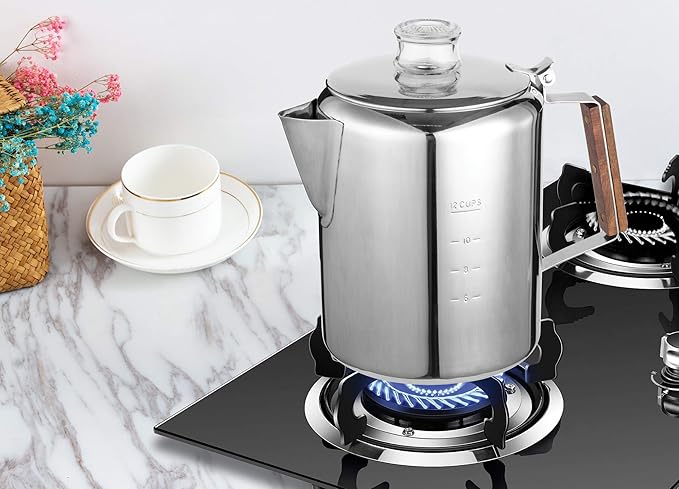 Rapid Brew Stainless Steel Stovetop Percolator Coffee Pot 12-Cup