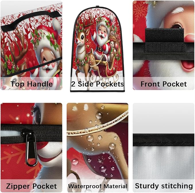 cfpolar Kitchen Aid Mixer Cover Compatible with 6-8 Quarts Christmas Elk Bell Santa Claus Stand Mixer Cover Kitchen Aid Mixers Accessories Appliance Organizer Bag Dust Covers with Zipper Pocket