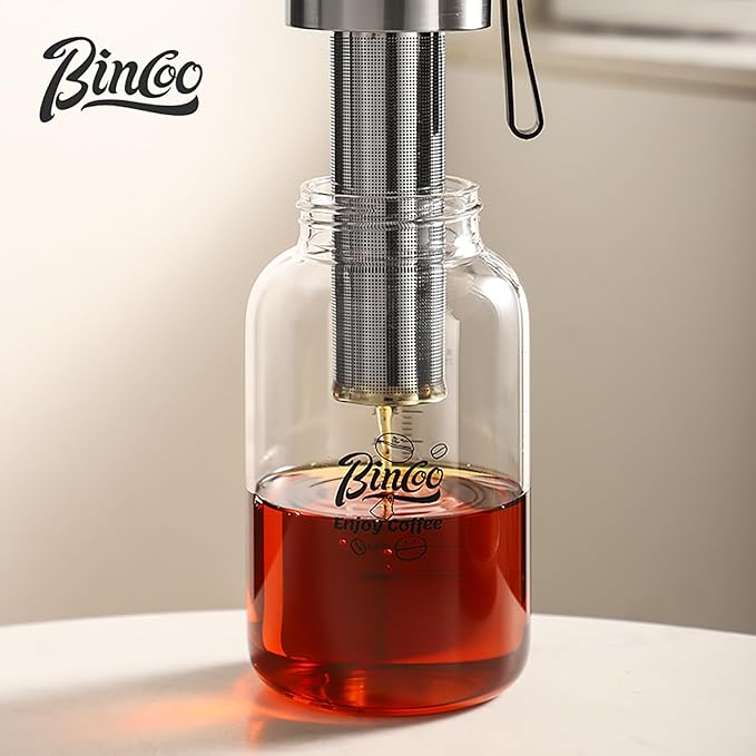 Bincoo Glass Cold Brew Coffee Maker with Extended Fine Mesh Filter Tea Infuser Bottle Iced Coffee Maker with Thick Borosilicate Glas
