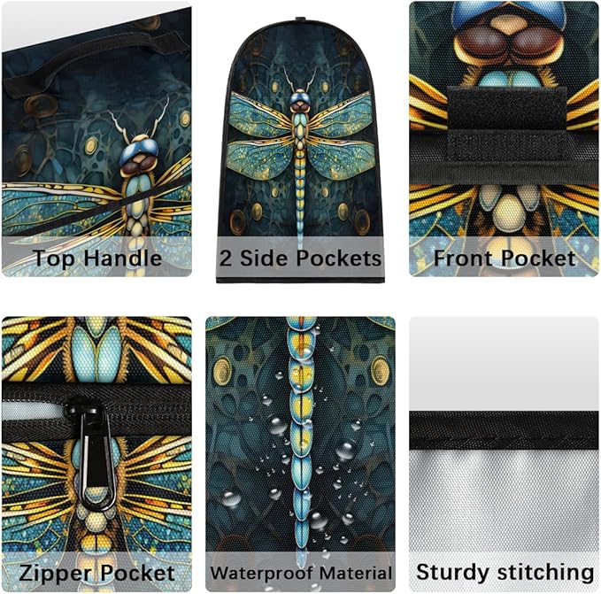Kitchen Aid Mixer Cover Ethnic Turquoise Dragonfly Stand Mixer Cover Compatible with 6-8 Quarts Stand Mixers Dust Covers with Zipper Pocket Foldable Washable Kitchen Aid Organizer Bag