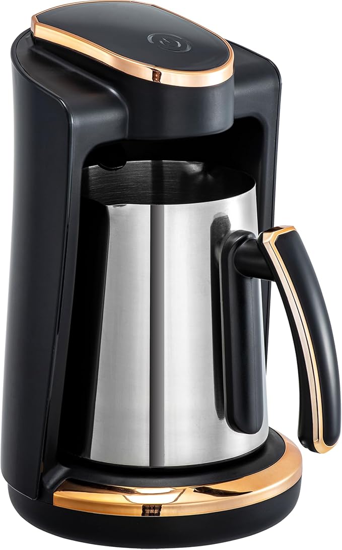 Sadaf Mediterranean Bundle – One-Touch Electric Turkish Coffee Maker + Air Roasted Cardamom Ground &amp Colombian Whole Bean Coffees – Authentic Middle Eastern Experience