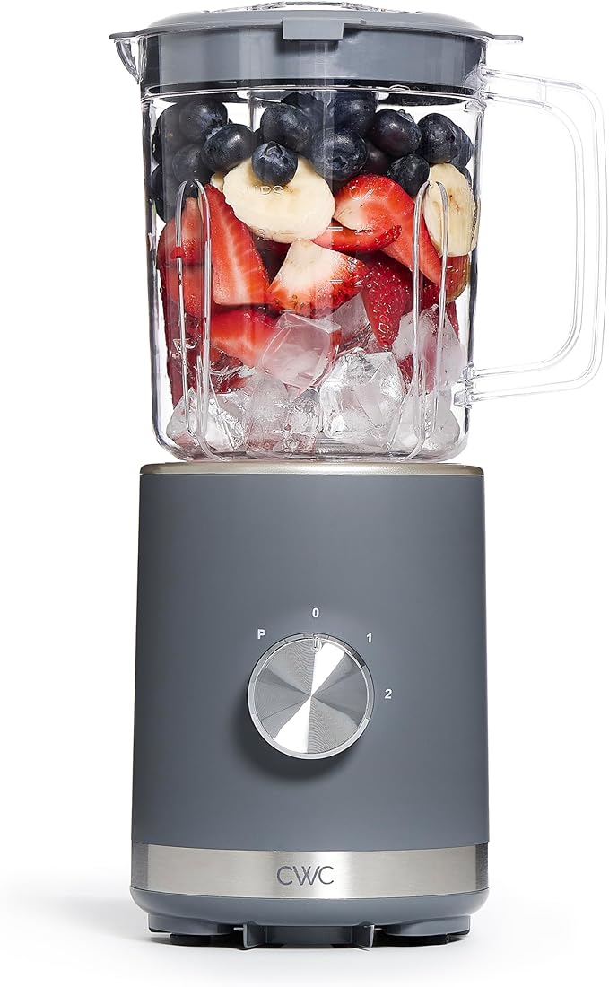 COOK WITH COLOR 300 Watt Blender: Powerful 2-Speed Control with Pulse 4-Tip Stainless Steel Blades 25oz (750ml) Jar and Skid-Resistant Feet Grey
