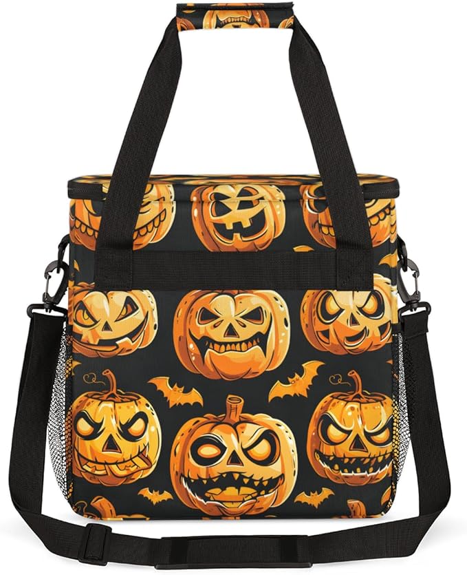 Abstract Pumpkin Coffee Maker Carrying Bag Halloween Pumpkin Travel Storage Bag Compatible with K-Mini or K-Mini Plus Single Serve Coffee Brewer Carrying Case with Multiple Pockets &amp Shoulder St
