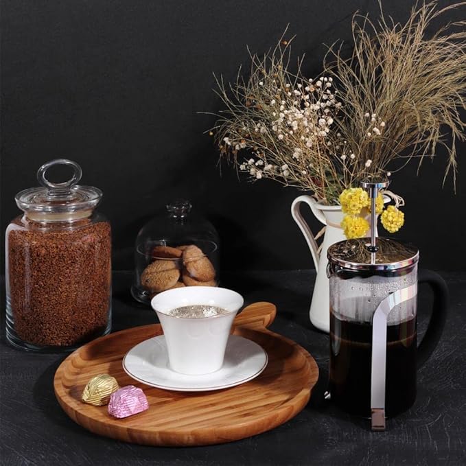 Any Morning French Press Coffee and Tea Maker Borosilicate Glass Coffee Press Stainless Steel Filter Durable and Heat Resistant Silver (600 ml 20 oz 2 Cup)