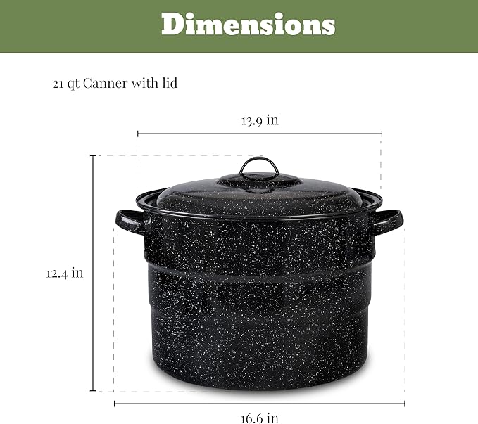 Granite Ware Enamel-on-steel 12-Piece Canner Kit Includes 21.5 qt. Water Bath Canner with lid Jar Rack Blancher Colander &amp 5 pc. Canning Tool Set