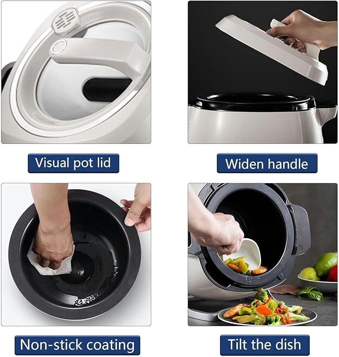 Automatic Cooking Machine2000W 5-6L auto Cooking Wok Fried Rice MachineOne-Click Smart Start Three Speed Adjustable360 ° Automatic Rotation