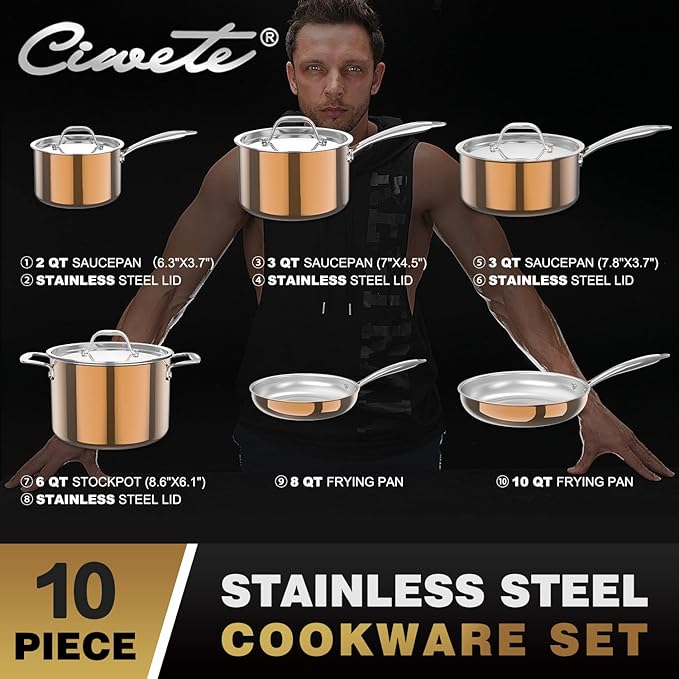 Stainless Steel Cookware Set 11pc &amp 10 pc