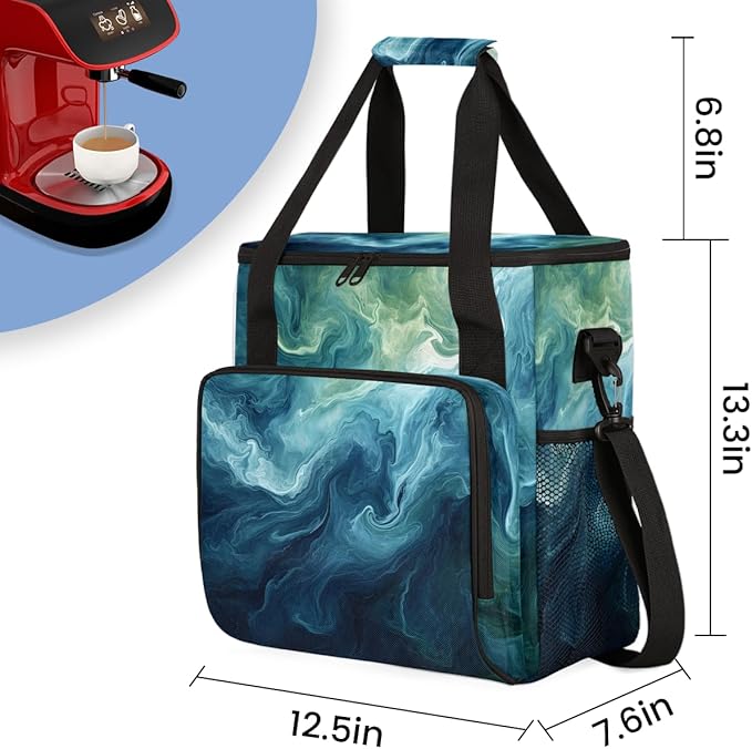 Abstract-marble (3) Coffee Maker Carrying Bag Portable Travel Storage Tote Bag Compatible with K-Mini or K-Mini Plus Single Serve Coffee Brewer Carrying Case with Multiple Pockets &amp Shoulder Str