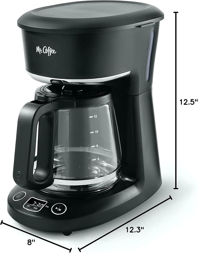 MR. COFFEE 12-Cup Programmable Coffeemaker Brew Now or Later Black