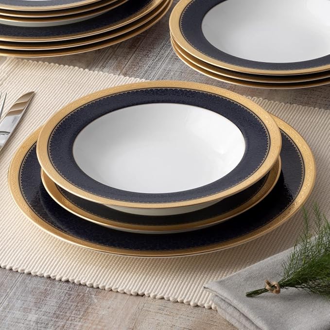 Noritake Odessa Cobalt Gold 12-Piece Dinnerware Set Service for 4