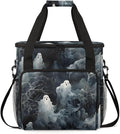 Halloween Ghosts Coffee Maker Carrying Bag Abstract Ghosts Travel Storage Bag Compatible with K-Mini or K-Mini Plus Single Serve Coffee Brewer Carrying Case with Multiple Pockets &amp Shoulder Stra