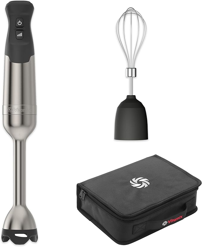 Vitamix 5-Speed Immersion Blender 3-Piece Bundle with Whisk Attachment and Storage Case Professional-Grade Hand Blender with 625-Watt Motor and Stainless-Steel Blade Stainless Steel/Black