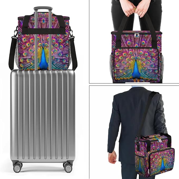 Coffee Maker Carrying Bag Peacock Single Cup Coffee Maker Travel Bag Compatible with Keurig K-Mini or K-Mini Plus Portable Storage Bag with Shoulder StrapAZ-211