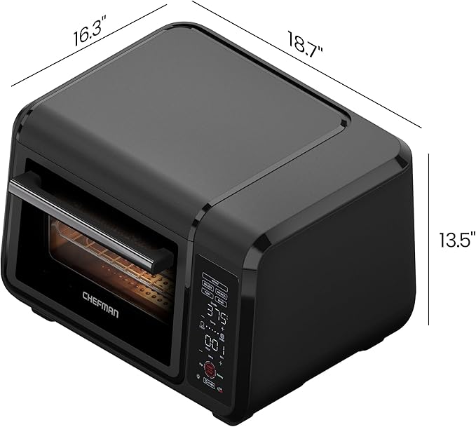 Chefman Air Fryer Toaster Oven Combo Countertop Oven for Quick &amp Healthy Meals Bake Broil Air Fry Toast and Bagel Functions 450°F Max Temp 4 Slice Toaster Oven Air Fryer Combo