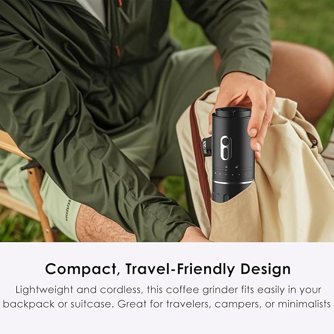 All-in-one Pour Over Coffee Maker Portable Electric Burr Coffee Grinder Rechargeable Coffee Bean Grinder Conical Burr Battery Powered Cordless Portable Coffee Maker for Travel Camping Car