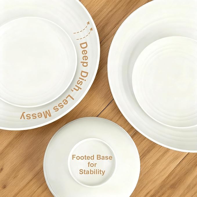 Plates and Bowls Sets for 8 Unbreakable &amp Lightweight Wheat Straw Dinnerware Sets 32 PCS Microwave Safe Dishes Set for 8 Dinner Plate Kitchen Cups and Bowls for Outdoor- White