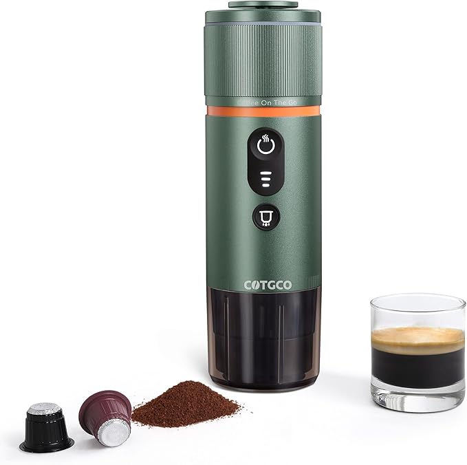 Portable Espresso Maker 20 Bar Self‑Heating &amp Auto-off | 13500 mAh Battery Brews 8 Shots | 12 V Mini Espresso Machine Compatible with Nespresso Original Pods | Car/Travel/Camping