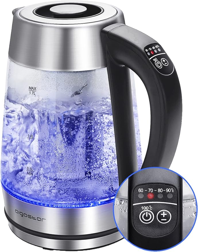 Taylor Swoden 12-Cup Programmable Coffee Maker and Aigostar Electric Kettle Tea Kettle with Temperature Control and Tea Infuser 1500W